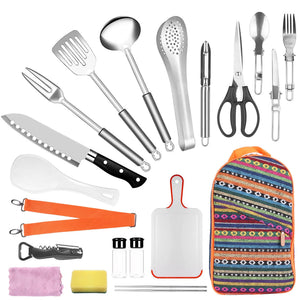 Discover the Joy of Outdoor Cooking with the 19Pcs Camping Cooking Utensil Kit