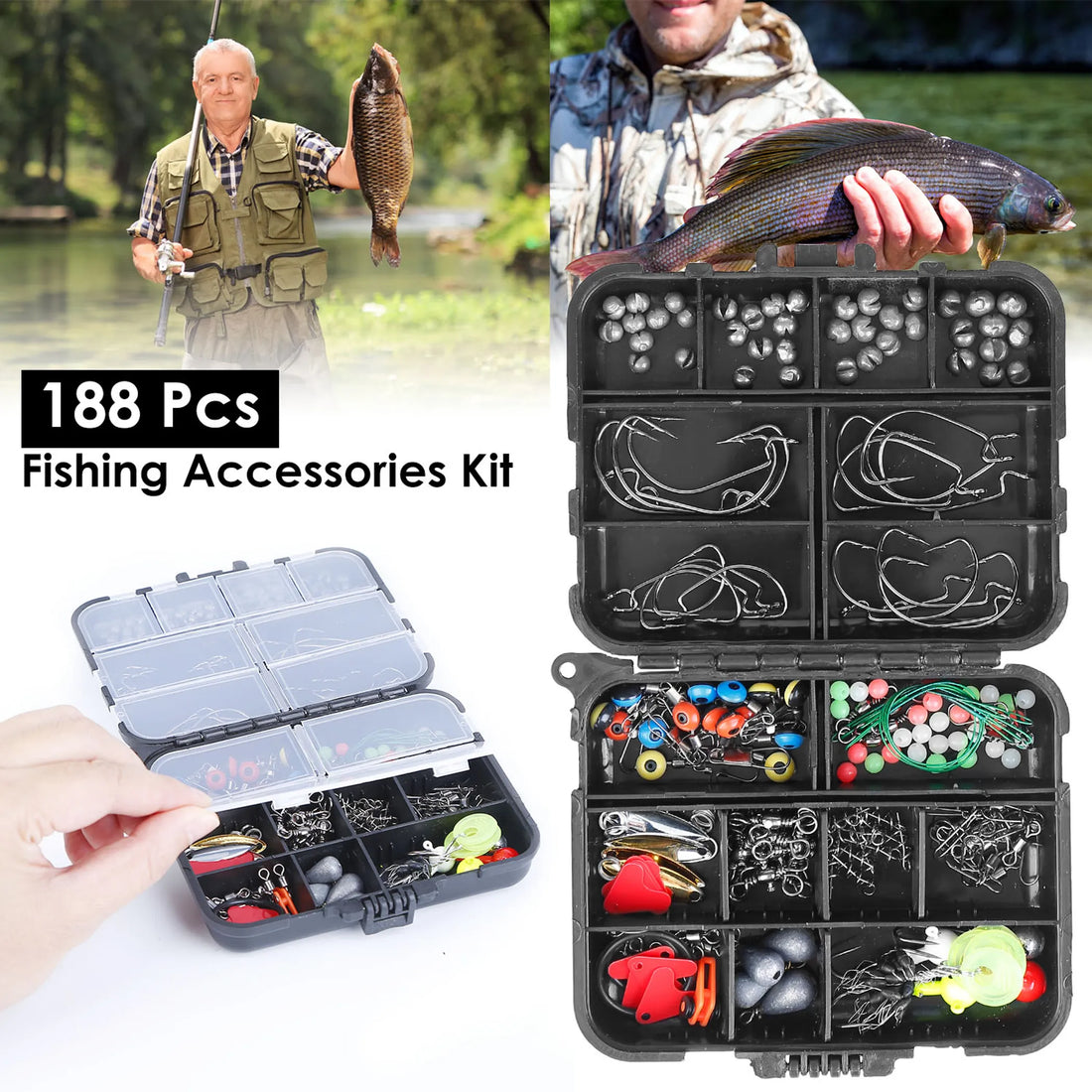 188Pcs Fishing Accessory Kit Portable Fishing Set