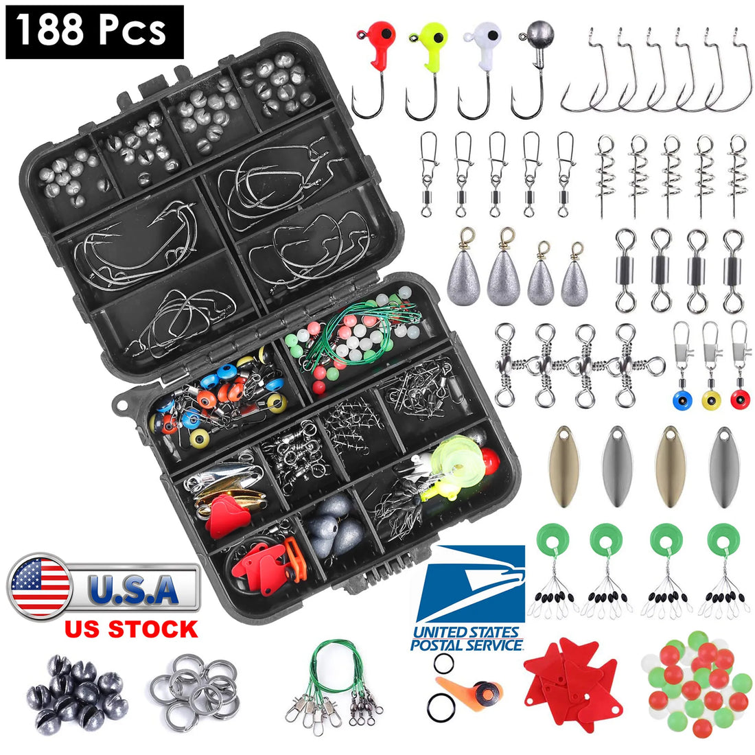188Pcs Fishing Accessory Kit Portable Fishing Set