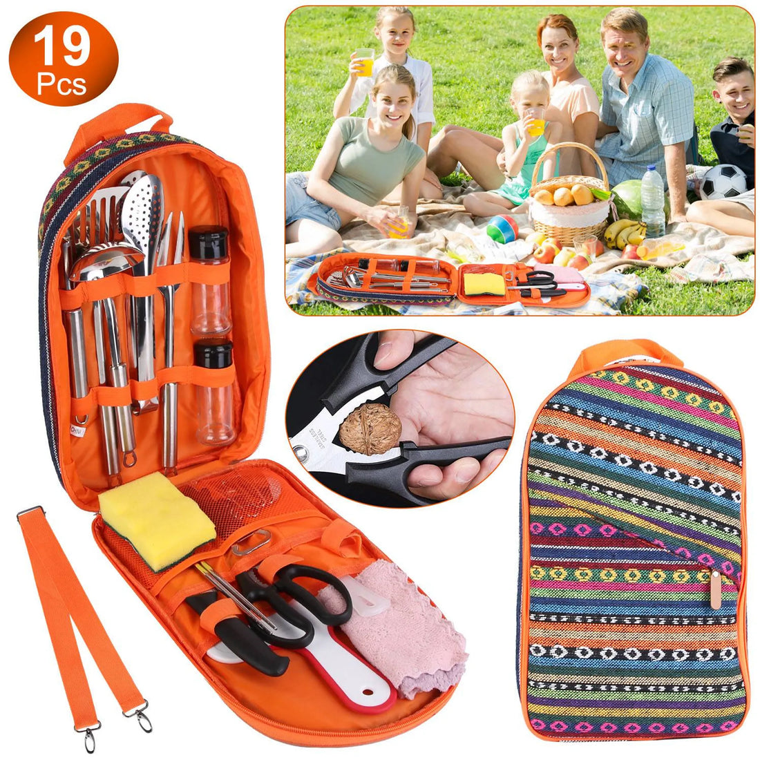 19Pcs Camping Cooking Utensil Kit