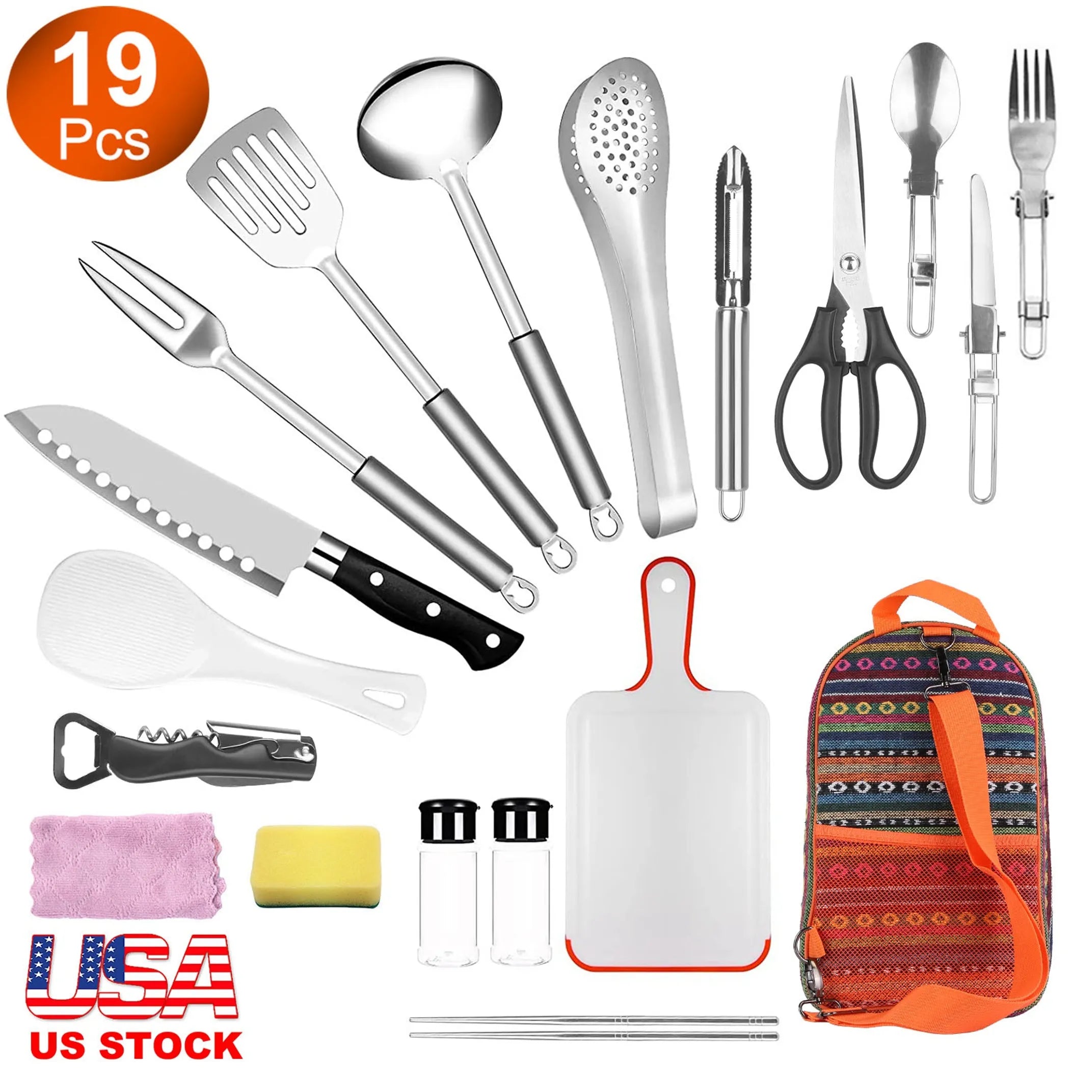 19Pcs Camping Cooking Utensil Kit