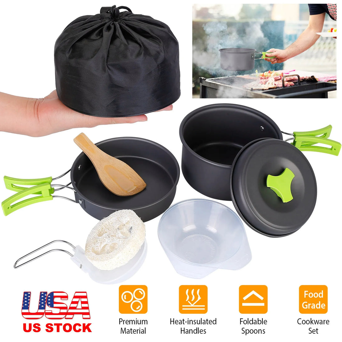 9Pcs Camping Cooking Ware Set
