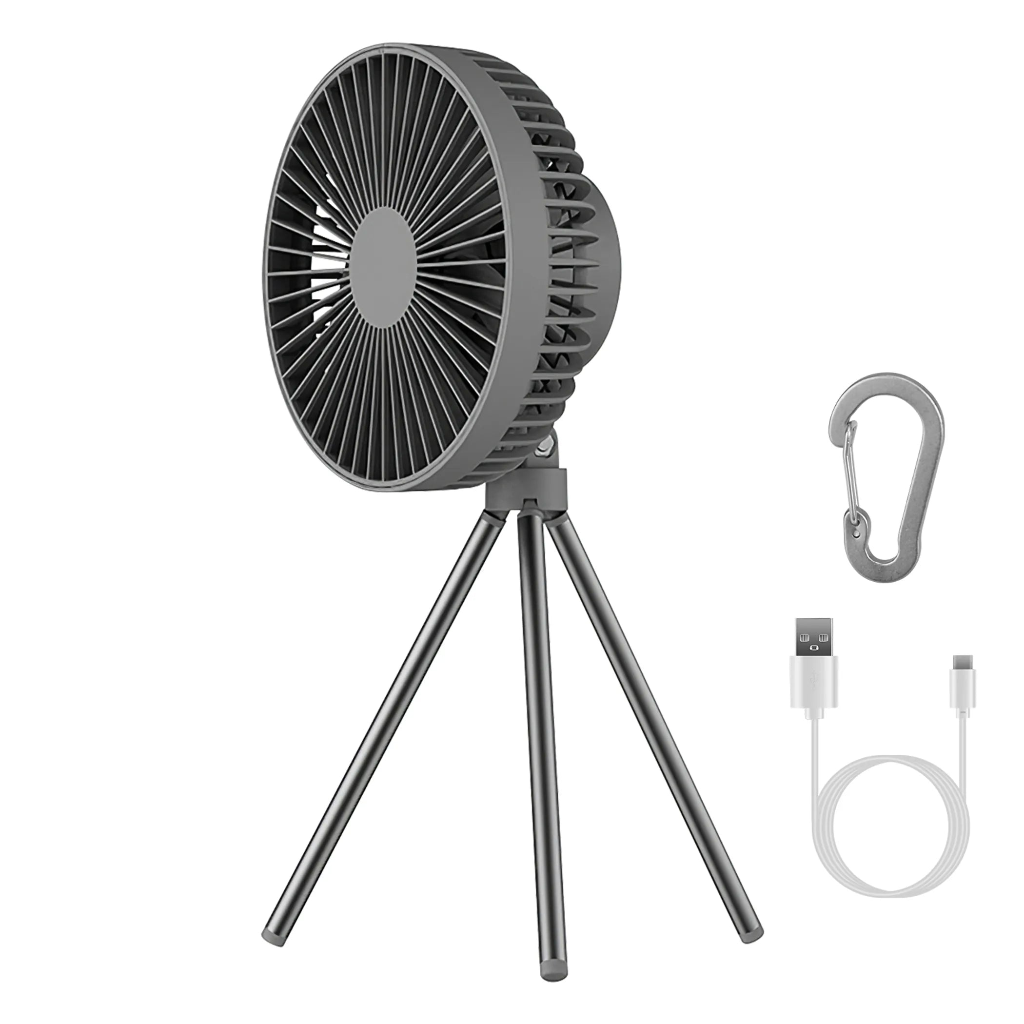 Portable Camping Fan Rechargeable Battery Powered Foldable Tripod Fan