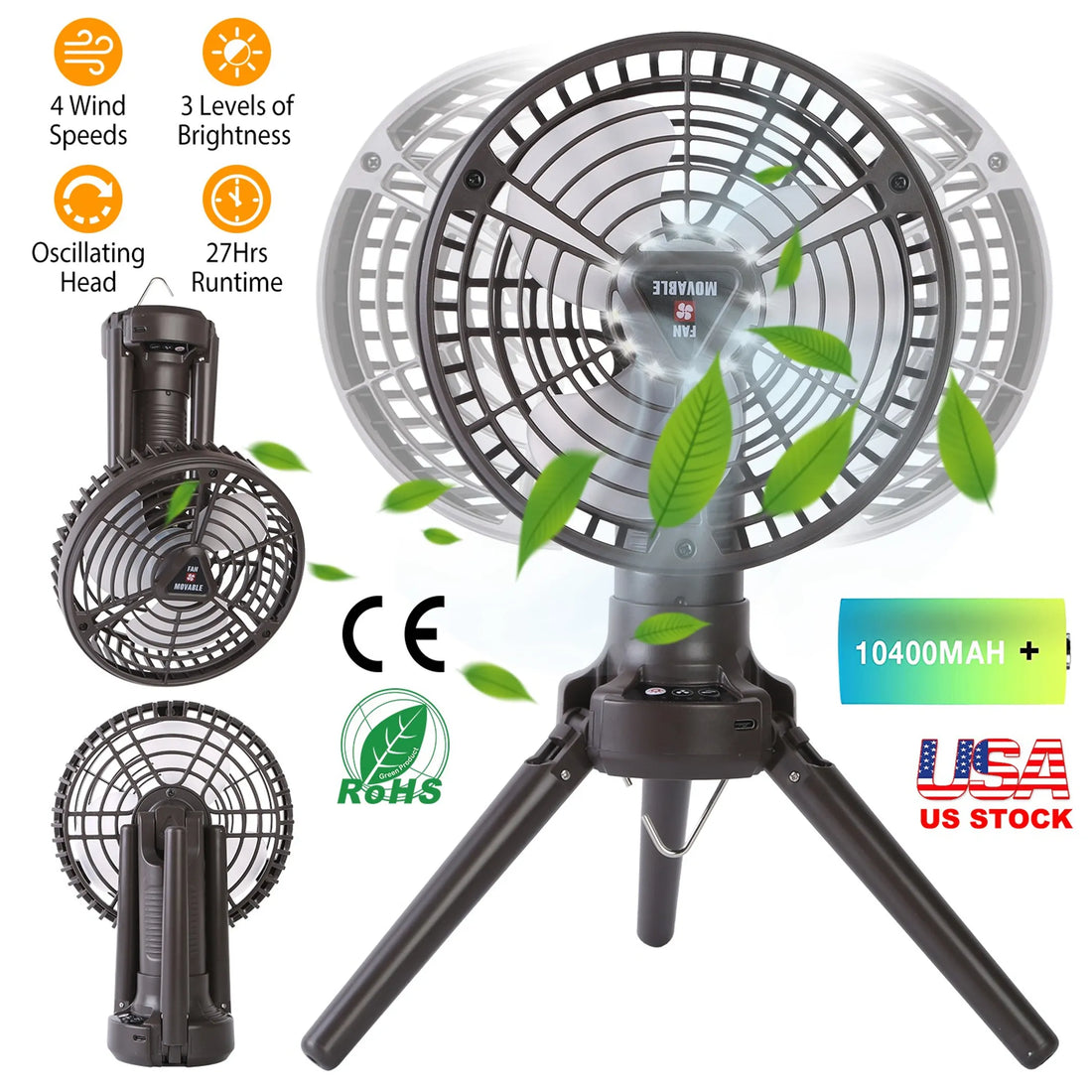 10400mah Portable Camping Fan