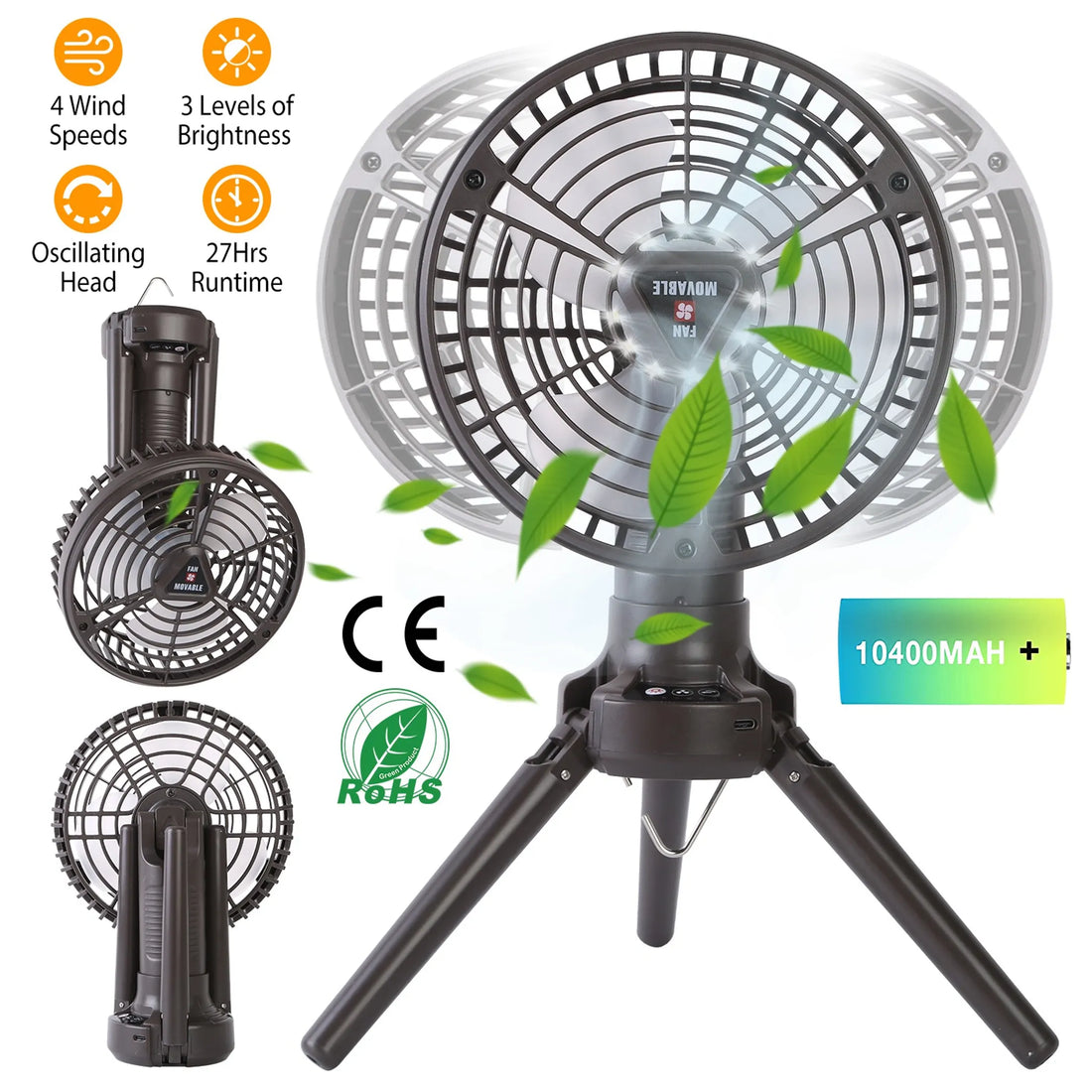 10400mah Portable Camping Fan