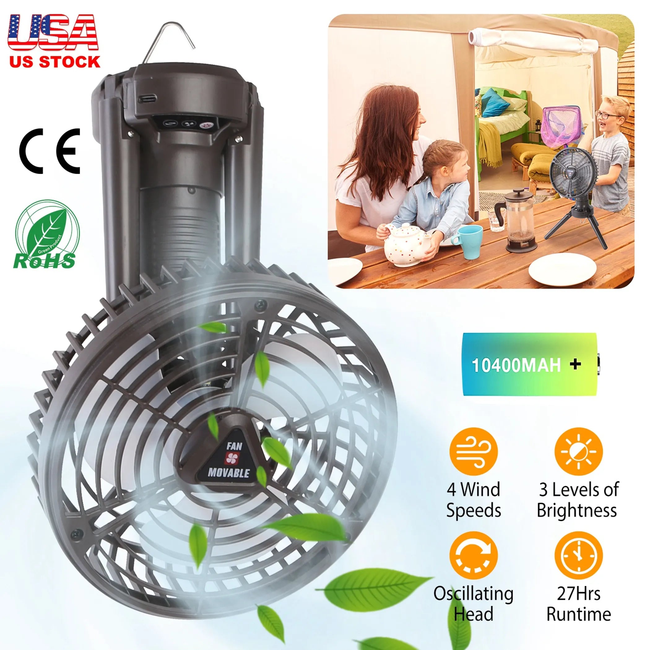 10400mah Portable Camping Fan
