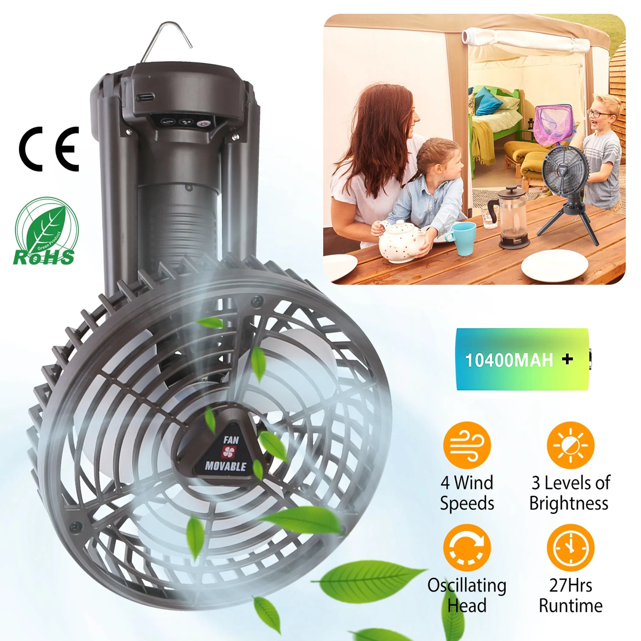 10400mah Portable Camping Fan