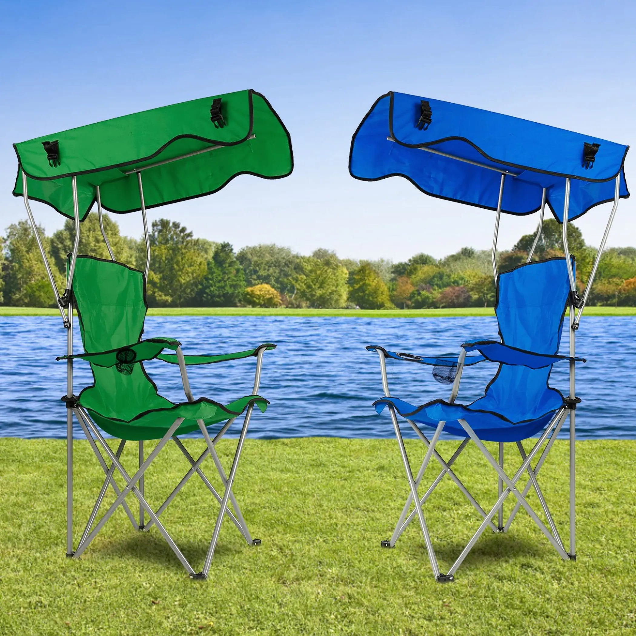 Foldable Beach Canopy Chair Sun Protection Camping Lawn Canopy Chair