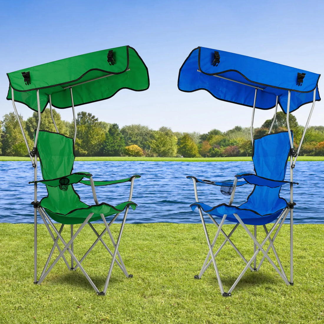 Foldable Beach Canopy Chair Sun Protection Camping Lawn Canopy Chair