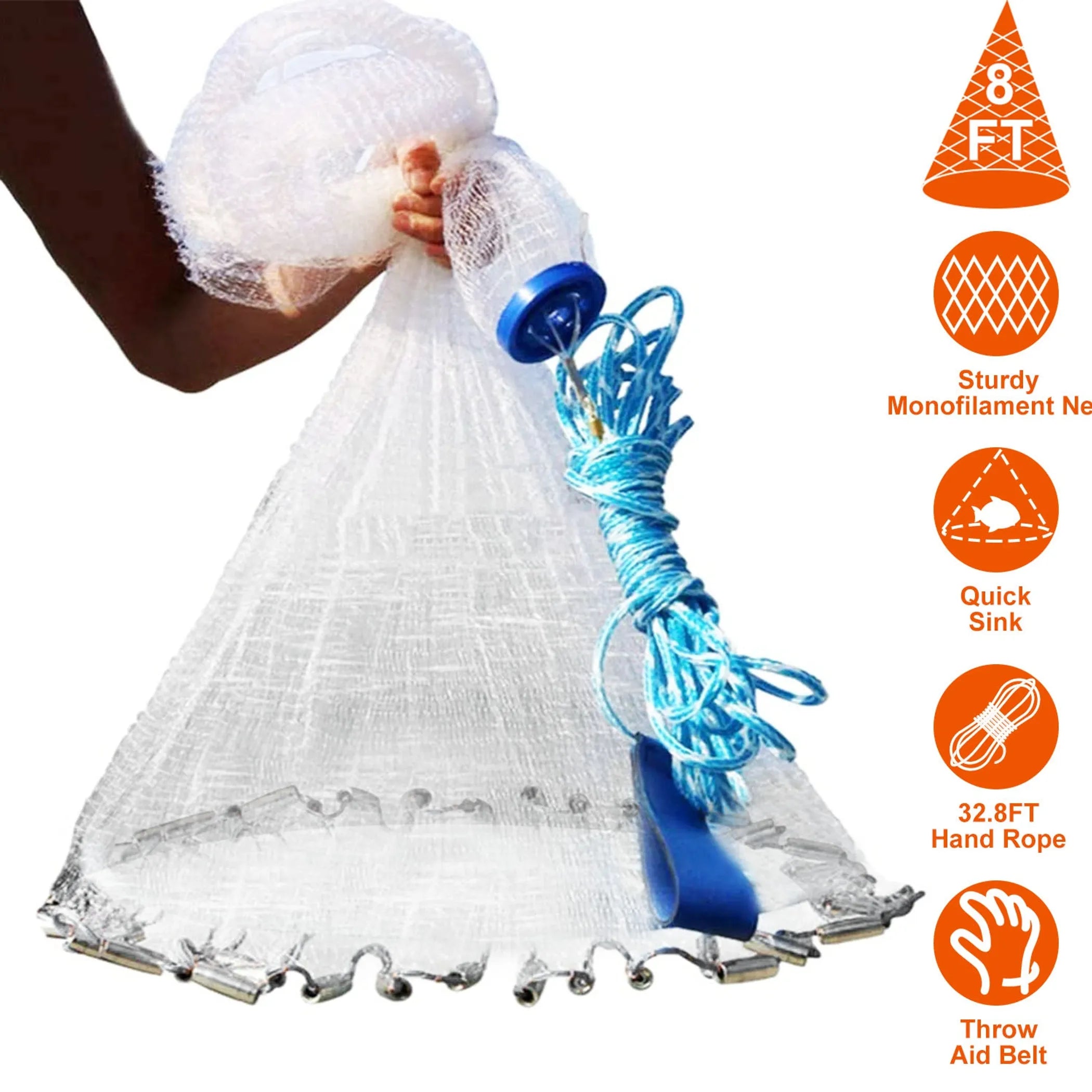 8ft Radius Fishing Cast Net