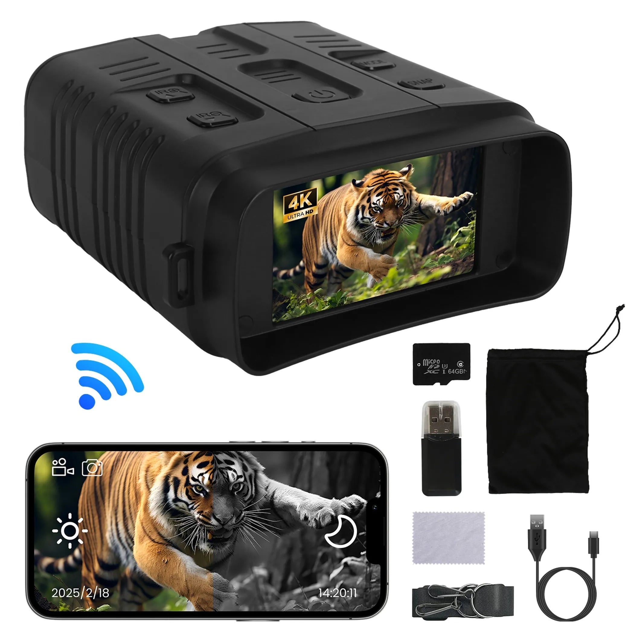 Night Vision Goggles 4K Full-Color Binoculars 10X Zoom