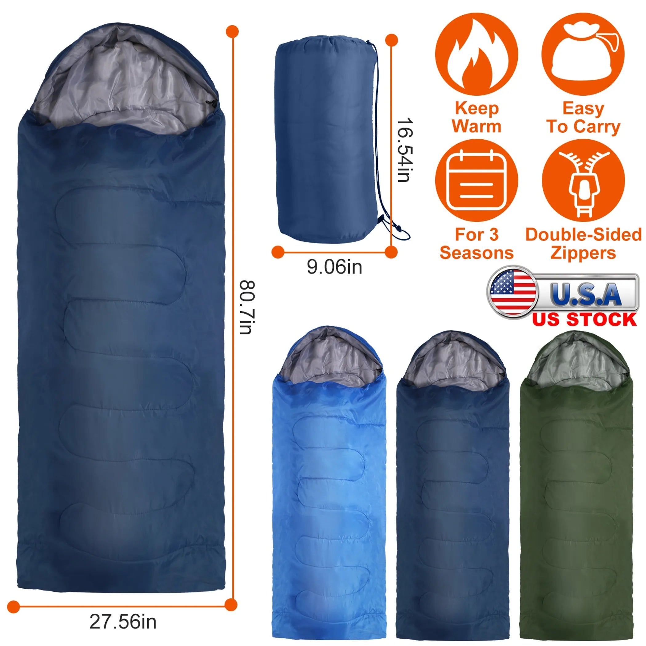 Camping Sleeping Bags for Adults Teens Moisture-Proof Hiking Sleep Bag