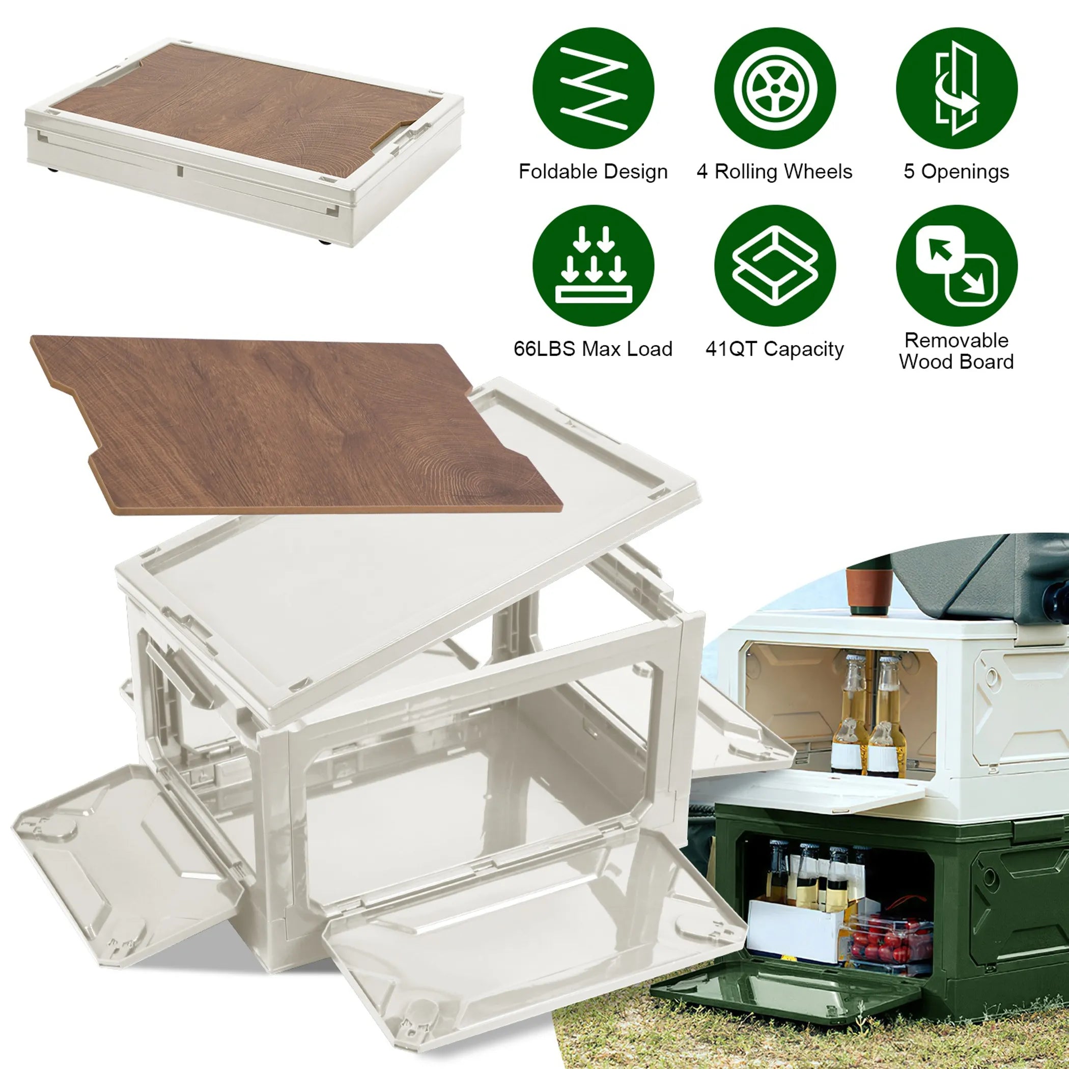 Folding Storage Bin Camping Collapsible Organizer