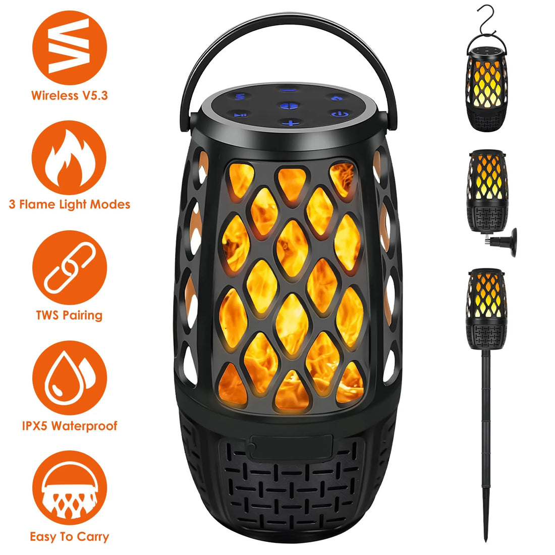 4 In 1 Wireless 5.3 Outdoor Speaker IPX5 Waterproof Patio Speaker LED