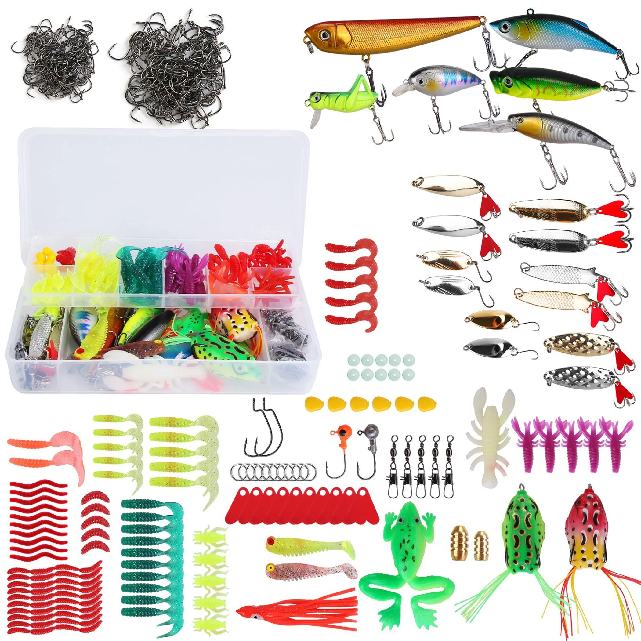 375Pcs Fishing Baits and Tackle Box Saltwater