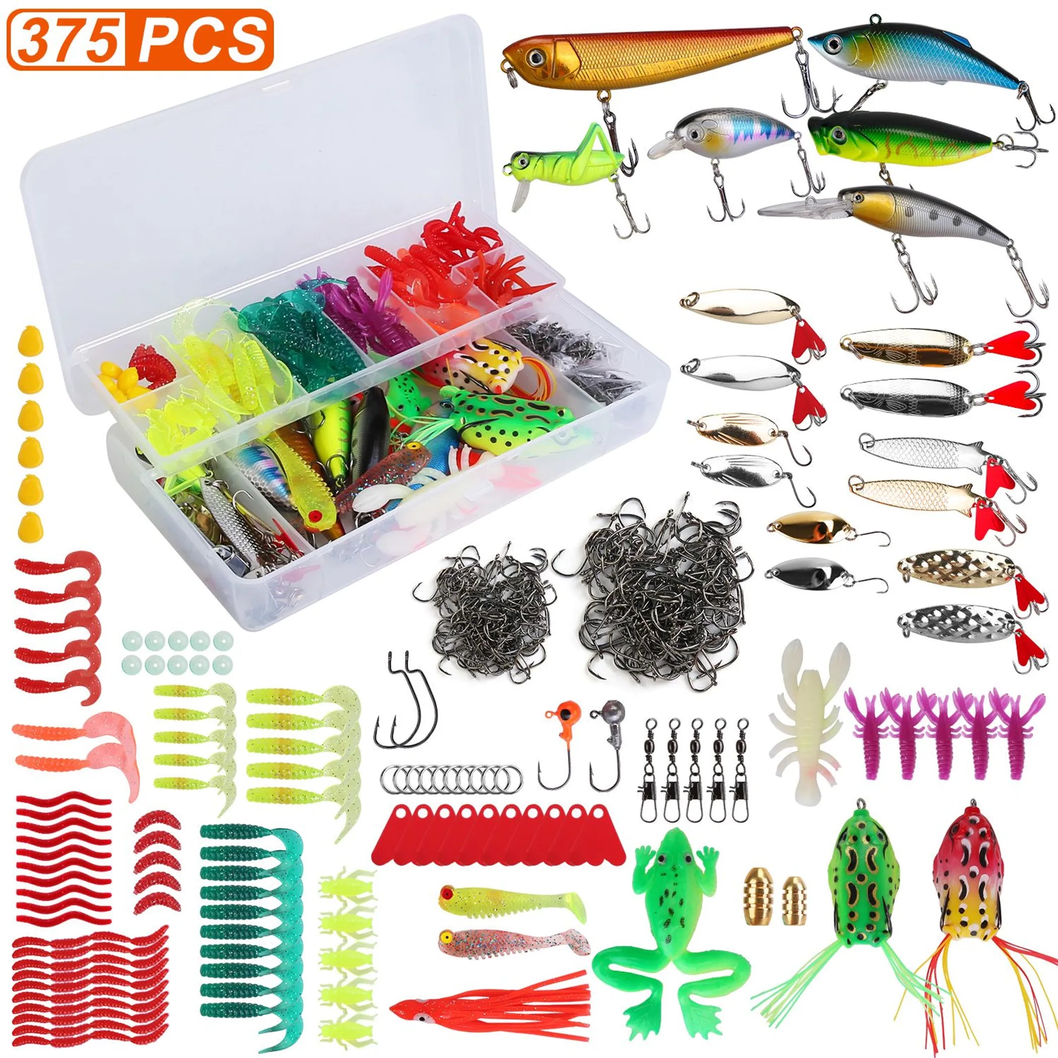 375Pcs Fishing Baits and Tackle Box Saltwater