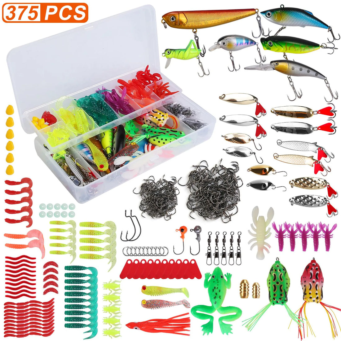 375Pcs Fishing Baits and Tackle Box Saltwater