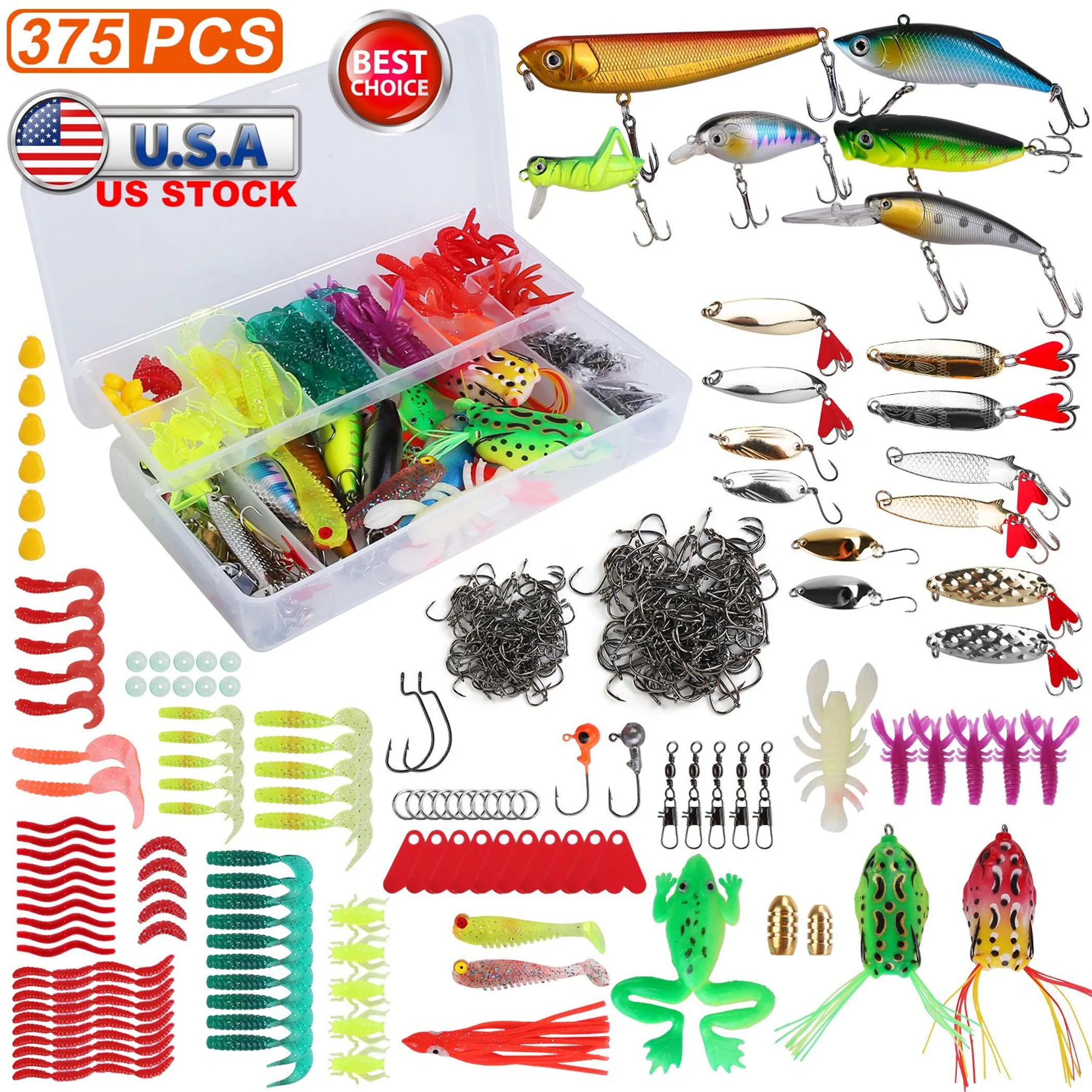 375Pcs Fishing Baits and Tackle Box Saltwater