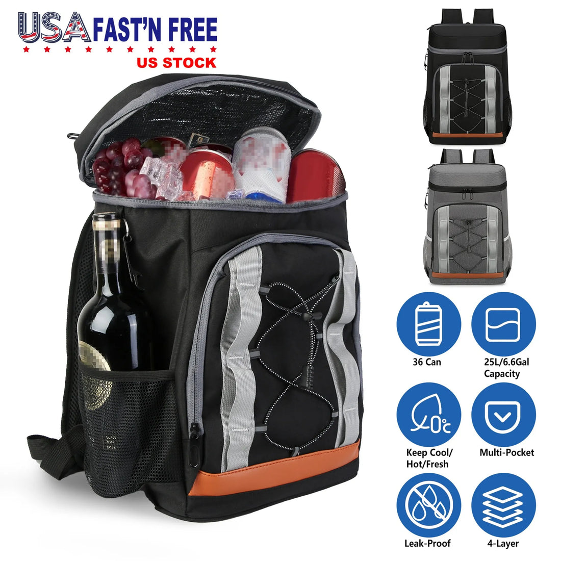 Cooler Backpack 36 Can Leakproof Insulated Cooler Backpack